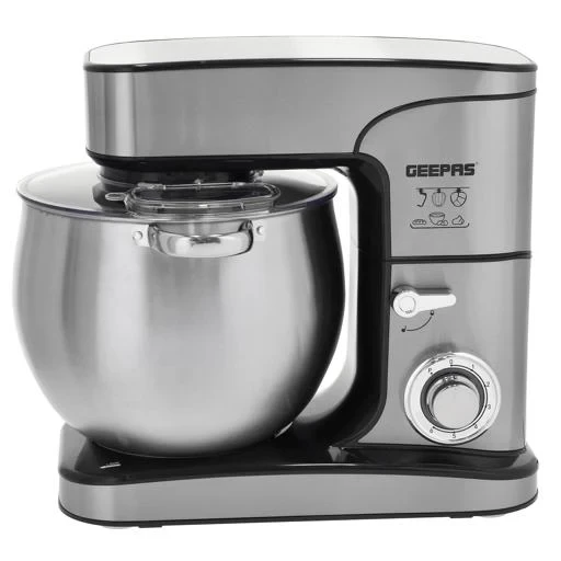 Geepas Kitchen Machine GSM43042 is a powerful 2000W stand mixer with a 12-liter stainless steel bowl. It features 6 speed settings along with a pulse function. The machine also includes a safety lock 