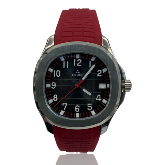 Fitron Men’s Quartz Watch with Maroon Rubber Swatch – swish Sport Analog Timepiece