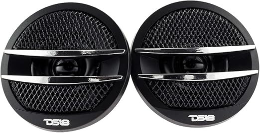 DS18 TX1S Tweeter X1 1.38-inch 200 Watts Max Pei Dome Ferrite Tweeters with Mounting Kit Angle, Flush, & Surface - Set of 2 (BlackSilver)