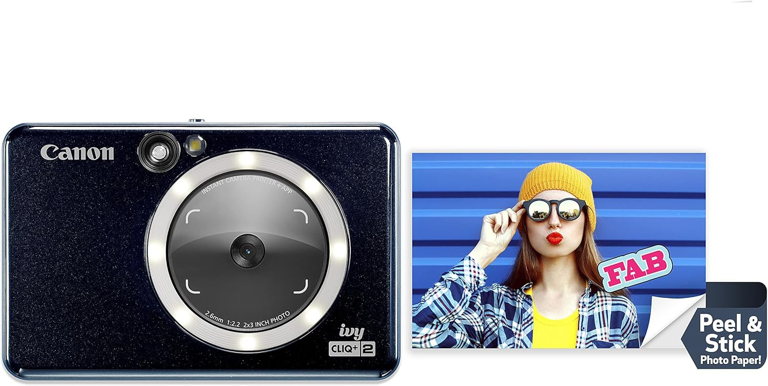 Canon Ivy CLIQ+2 Instant Camera Printer, Smartphone Printer, Midnight Navy (4519C005)