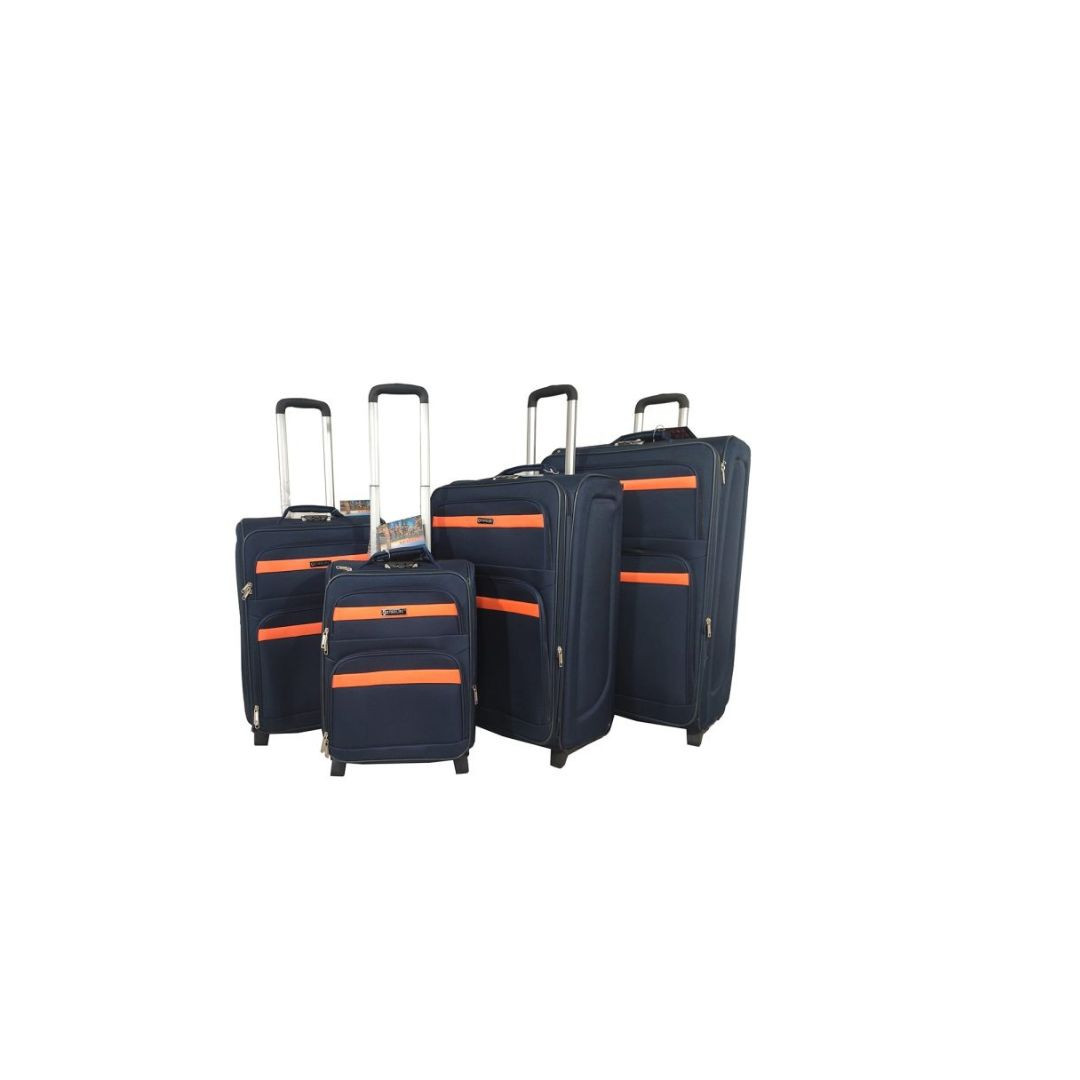 STARLIFE Fabric Jacquard Trolley Luggage for Travel 4 PCS Set 20″24″28″32″, SL-T58 Navy