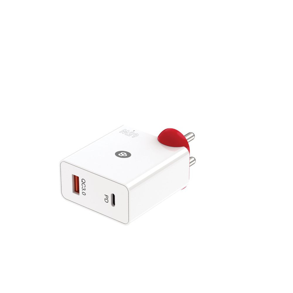 BEYOX BY65 65W Super Fast Charger | Dual Port (USB-C PD + QC 3.0) | Universal Charger for MacBook, iPhone, Samsung, Realme & More