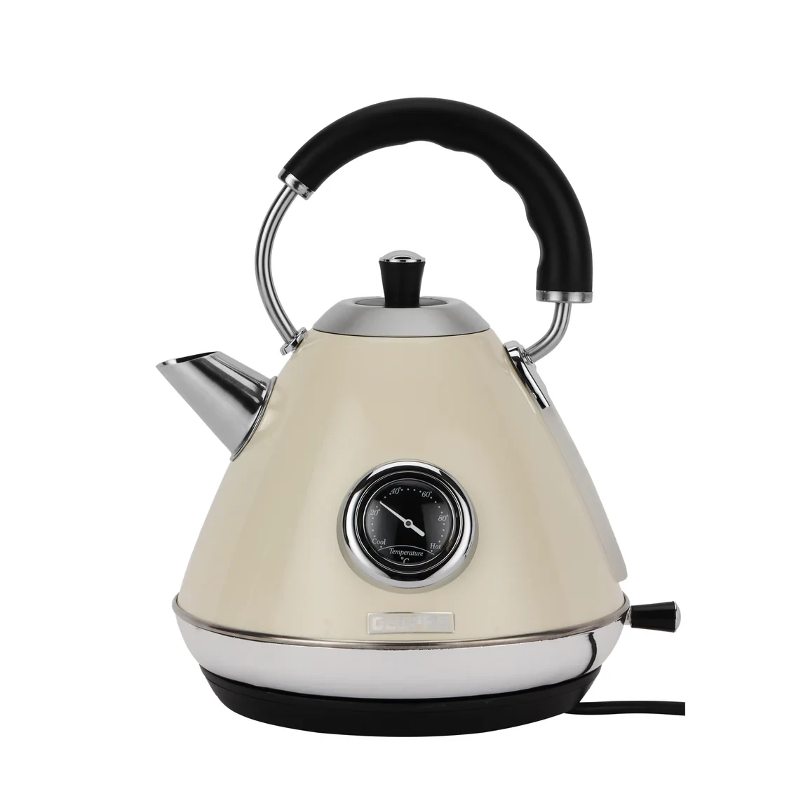 Geepas GK38073UK-CR is a stainless steel cordless kettle with a power of 3000W for quick boiling. It has a 1.7-liter capacity and features a Strix controller for precise temperature control.