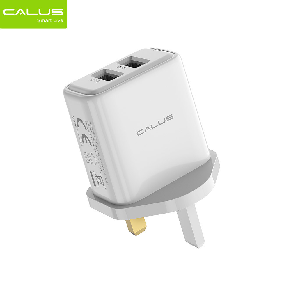 CALUS U65P Charger – A wall adapter with two USB ports that charges quickly and has a small, easy-to-carry design.